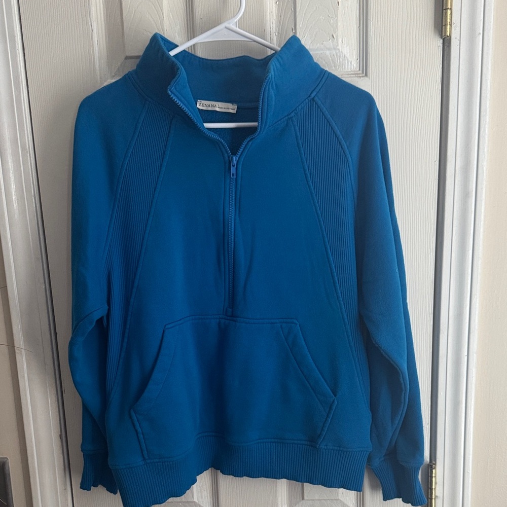 Zenana Outfitters Teal Zip-Up Fleece